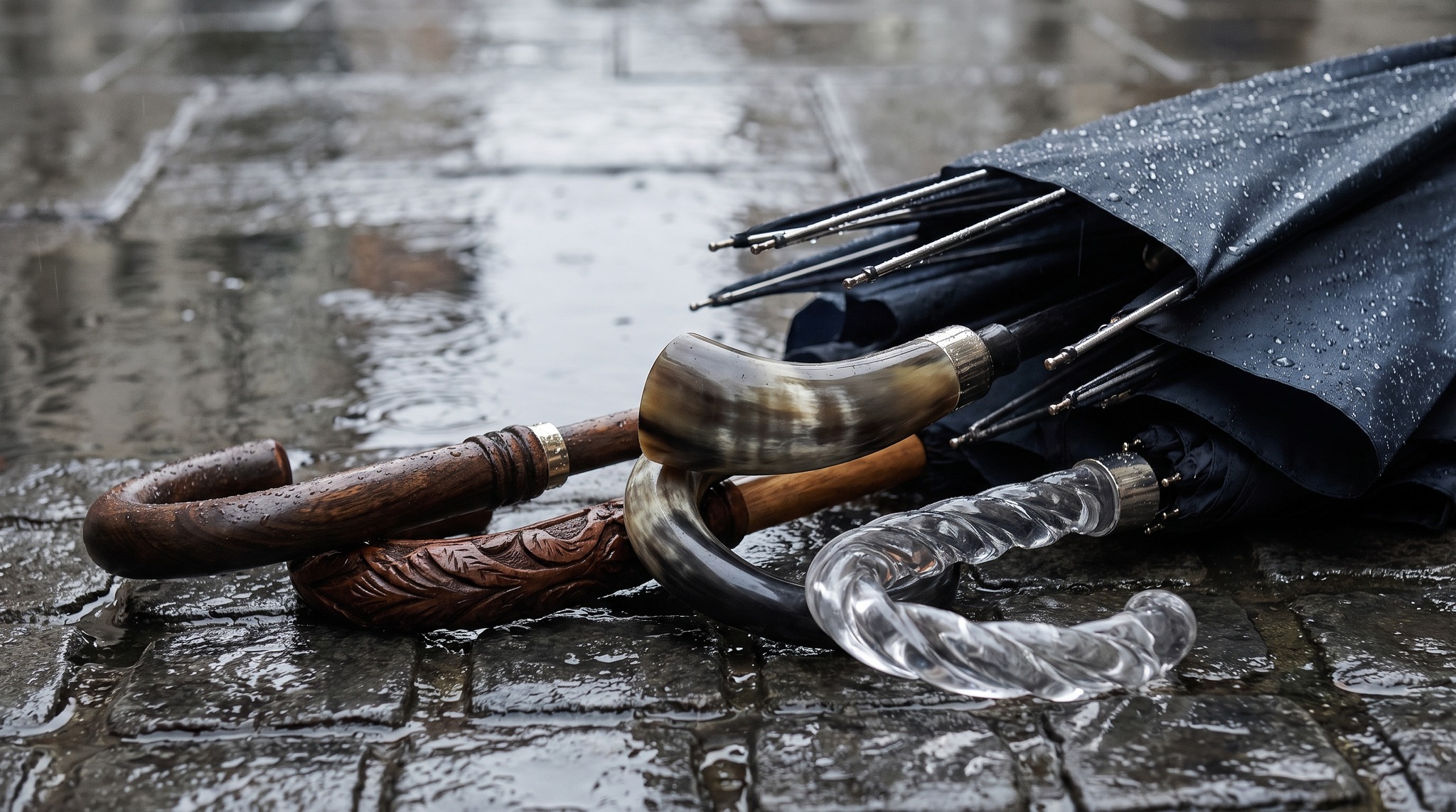 Handles Made of Wood, Horn and Acrylic: Materials for Umbrellas