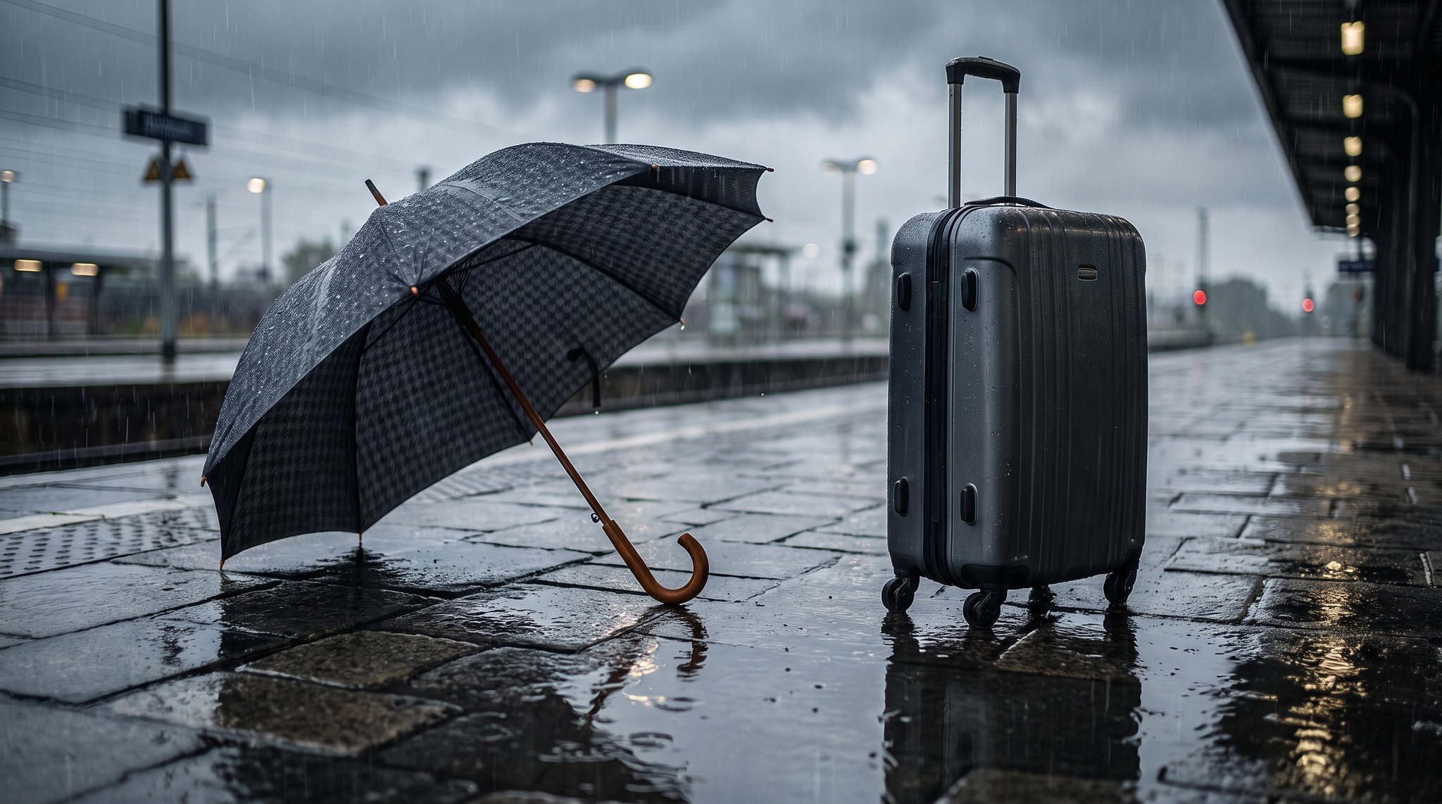 Regenschirm und Rollkoffer: Praktische Lösungen für unterwegs
