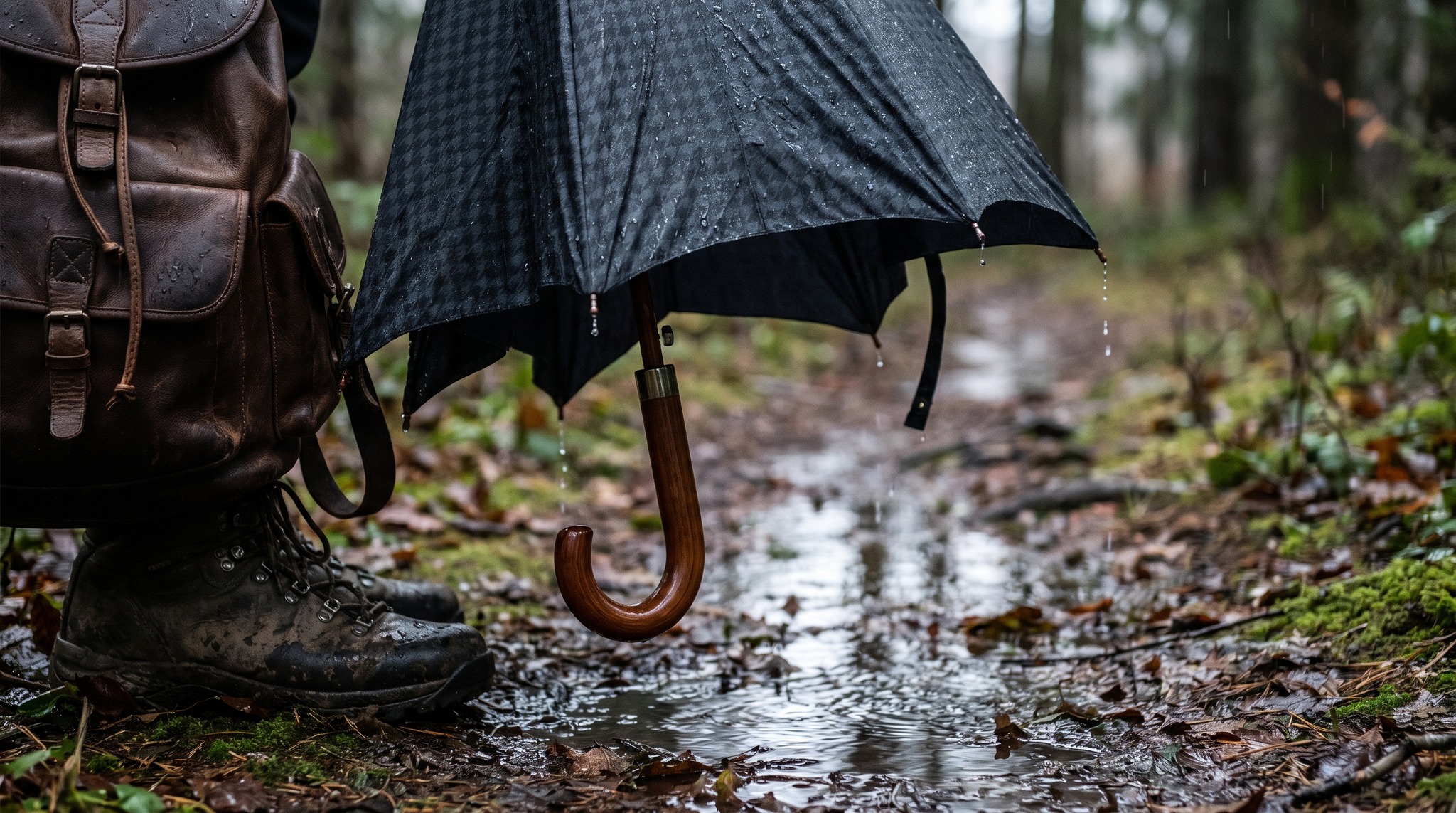 Der Schirm beim Wandern: Rucksackträger, Griff und Gewicht