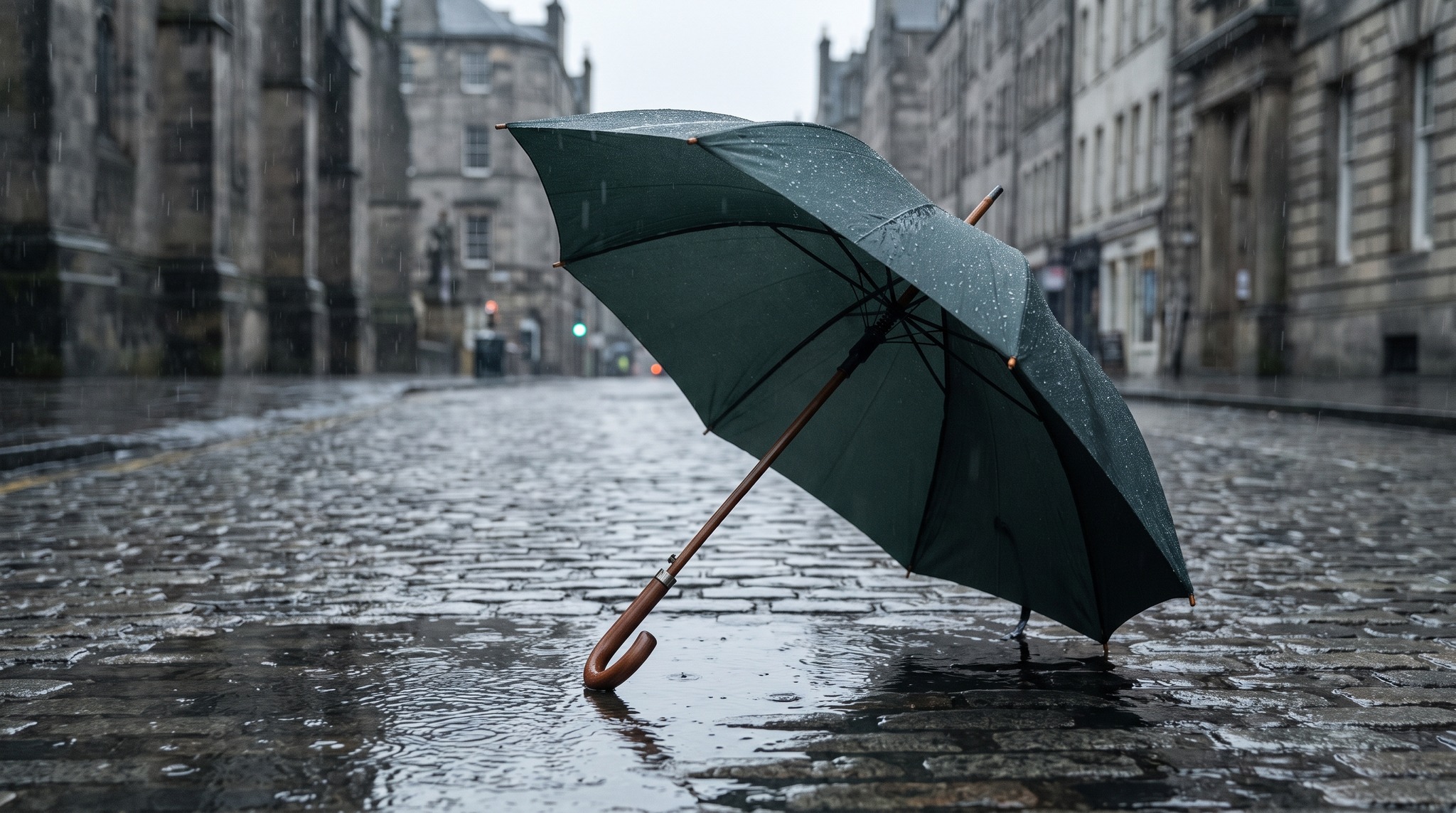 Der Schirm bei Regen und Wind zugleich: wann Größe schadet