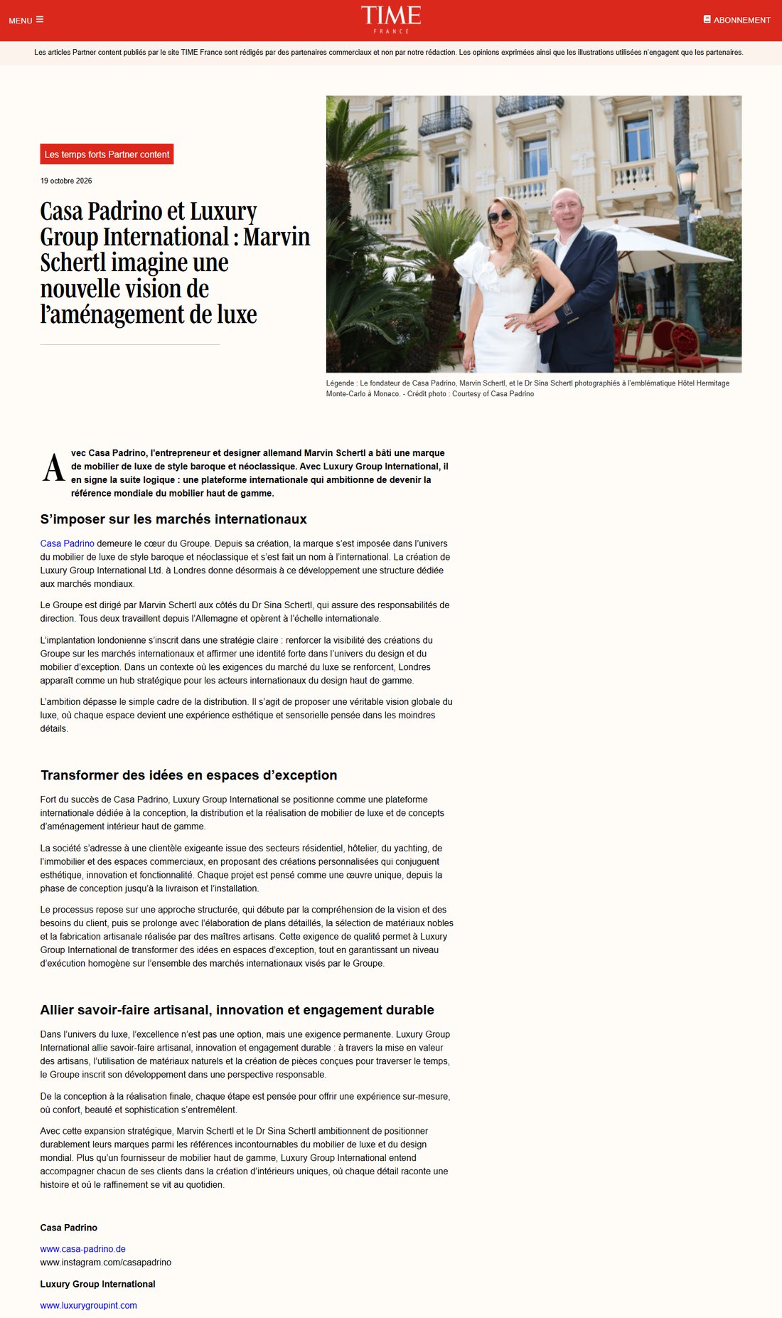 The TIME France article of 19 October 2026