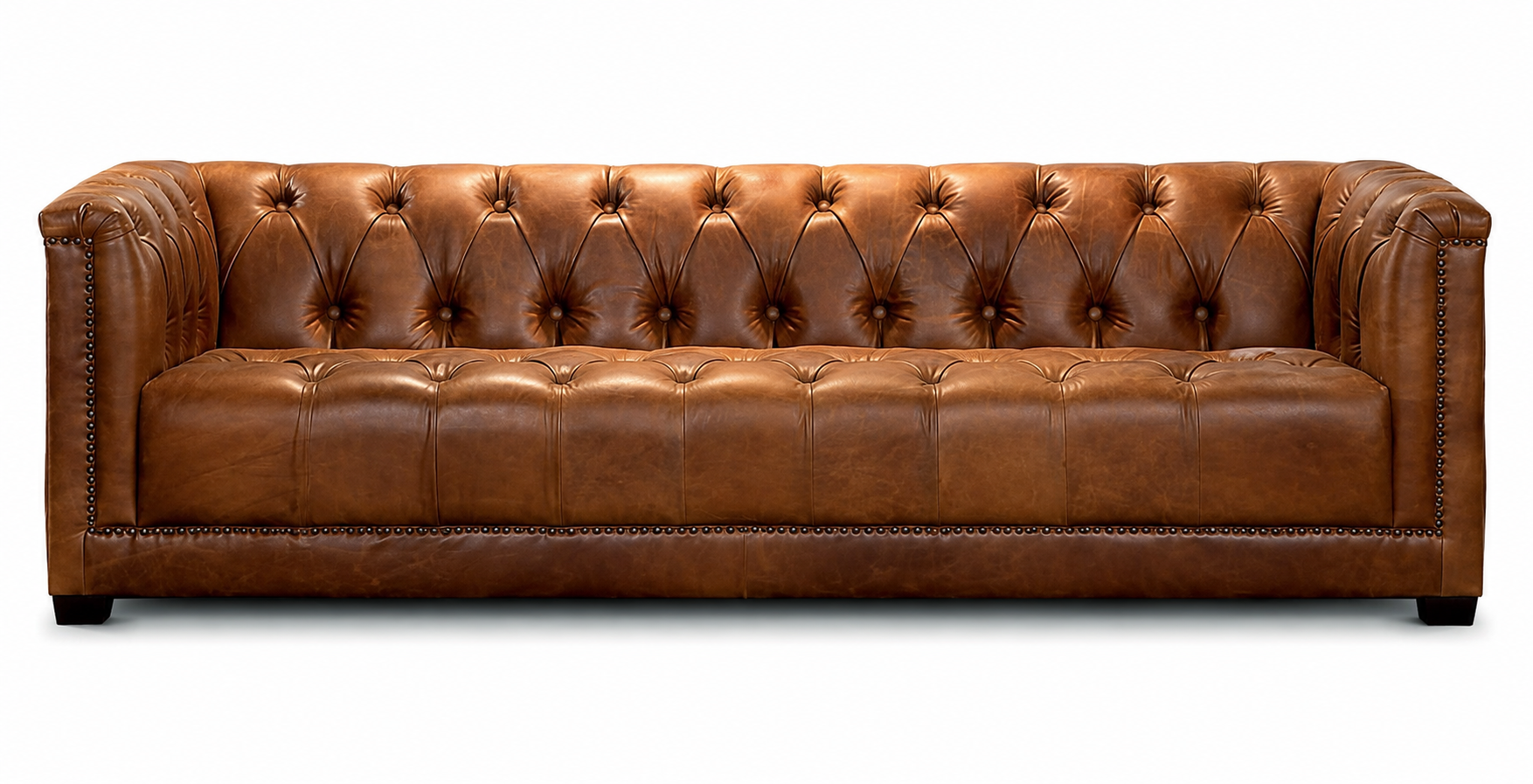 Luxe Chesterfield Hotelbank Echt Leer Bruin