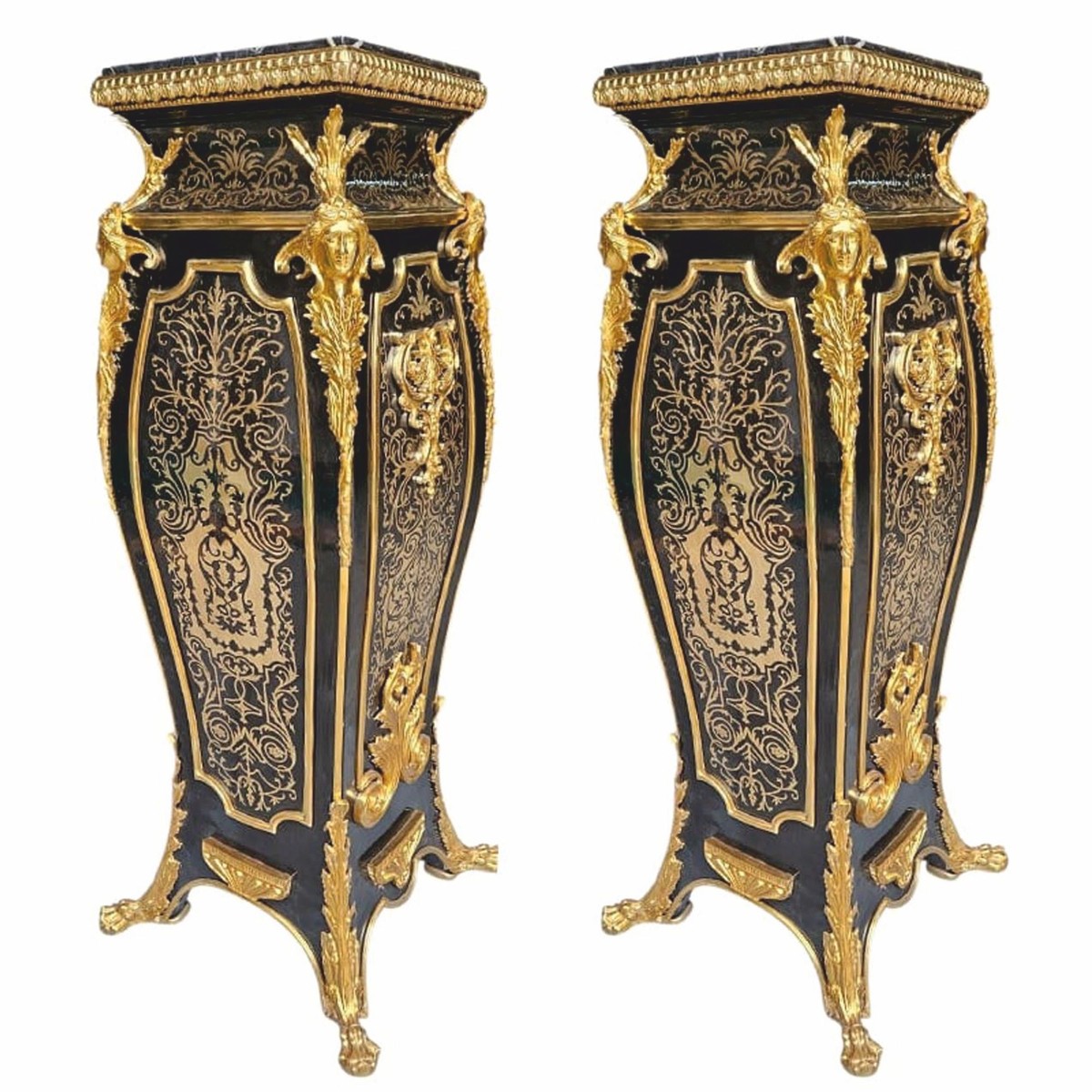Casa Padrino Luxury Baoque Column Set Black Gold - 5 Star Hotel Furnishing