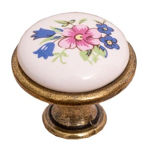 Pomo de porcelana, flor azul