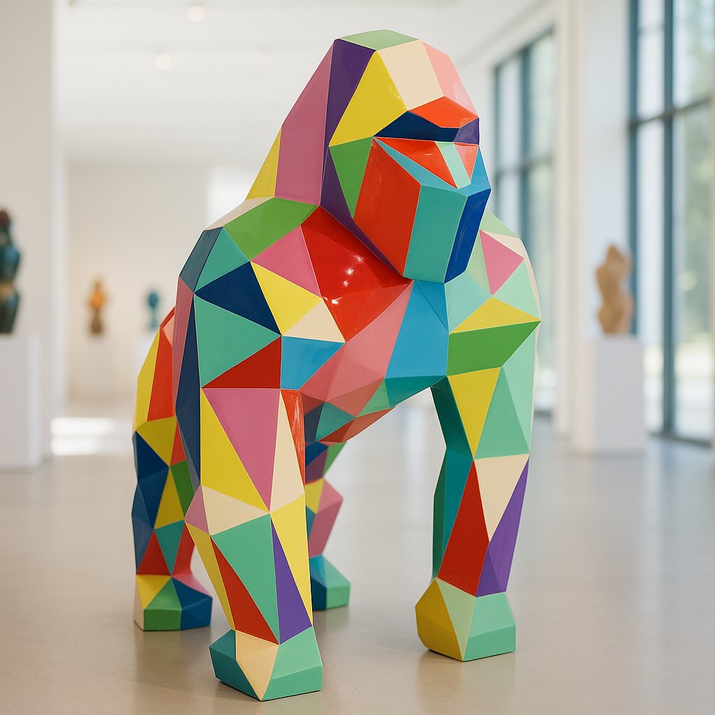 Monkey Figures displayed in airy gallery with resin material