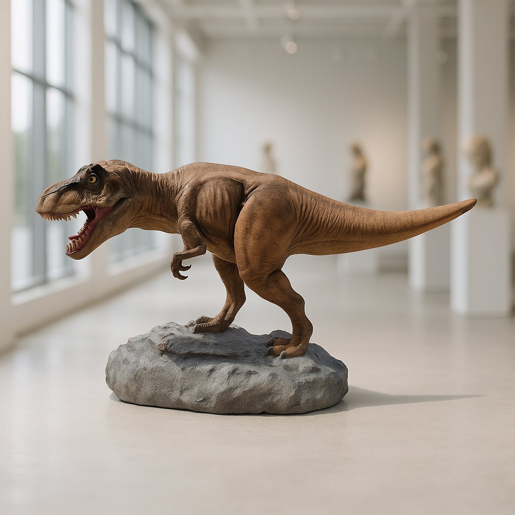Dinosaur Figures showcased in spacious area, fiberglass crafted