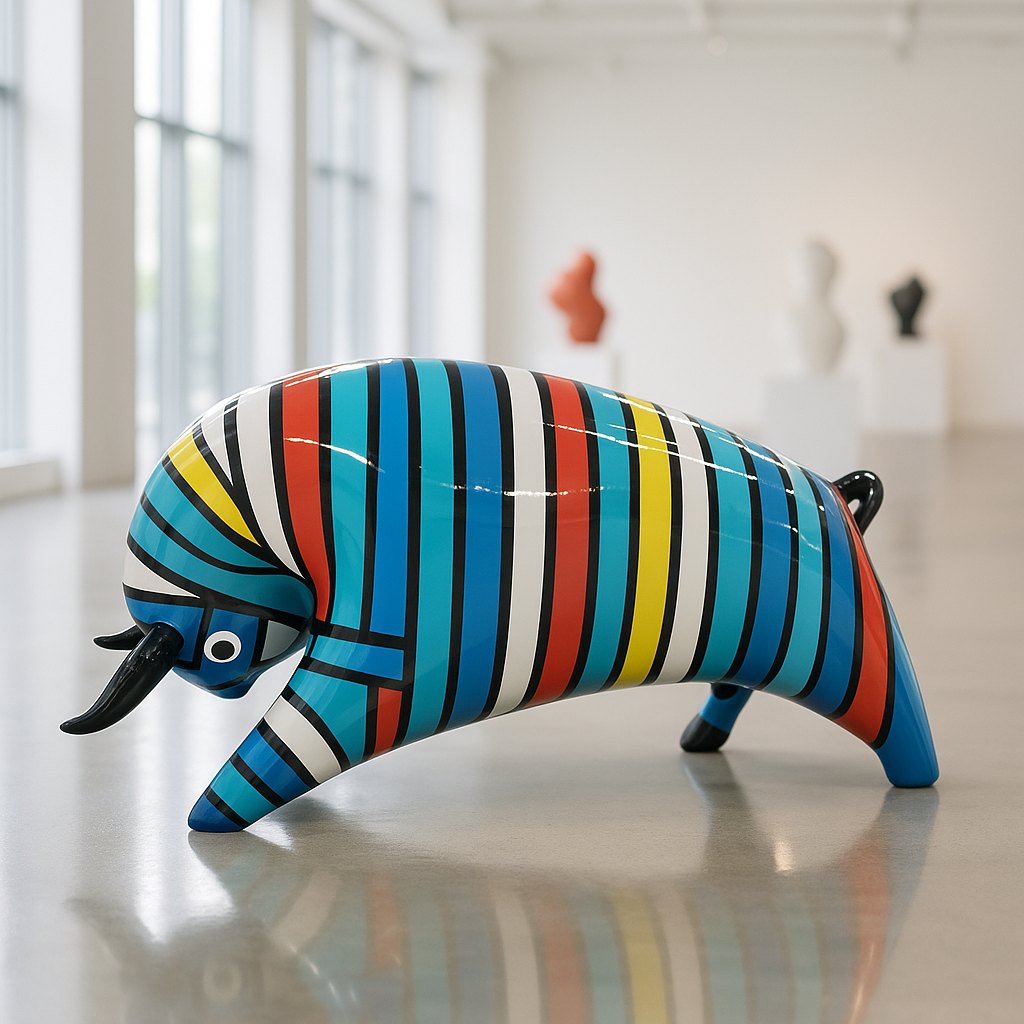 Bull Figures in expansive exhibition, made from resin