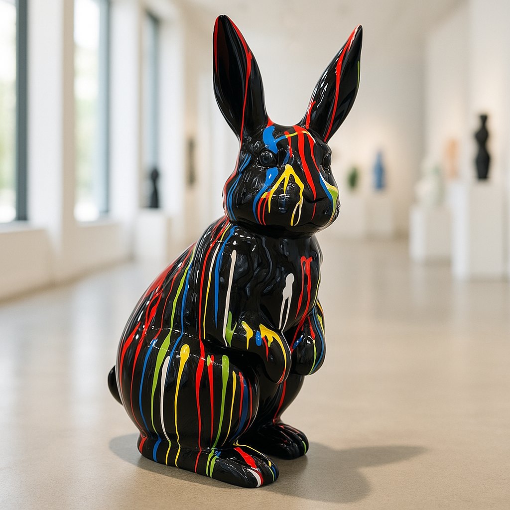 Rabbit Figures in large showroom, fiberglass material