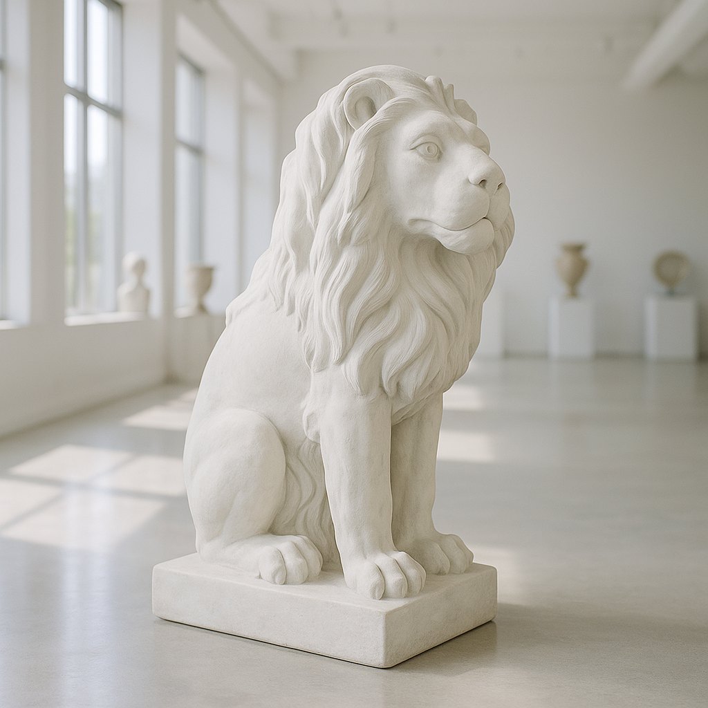 Lion Figures made of resin in bright showroom