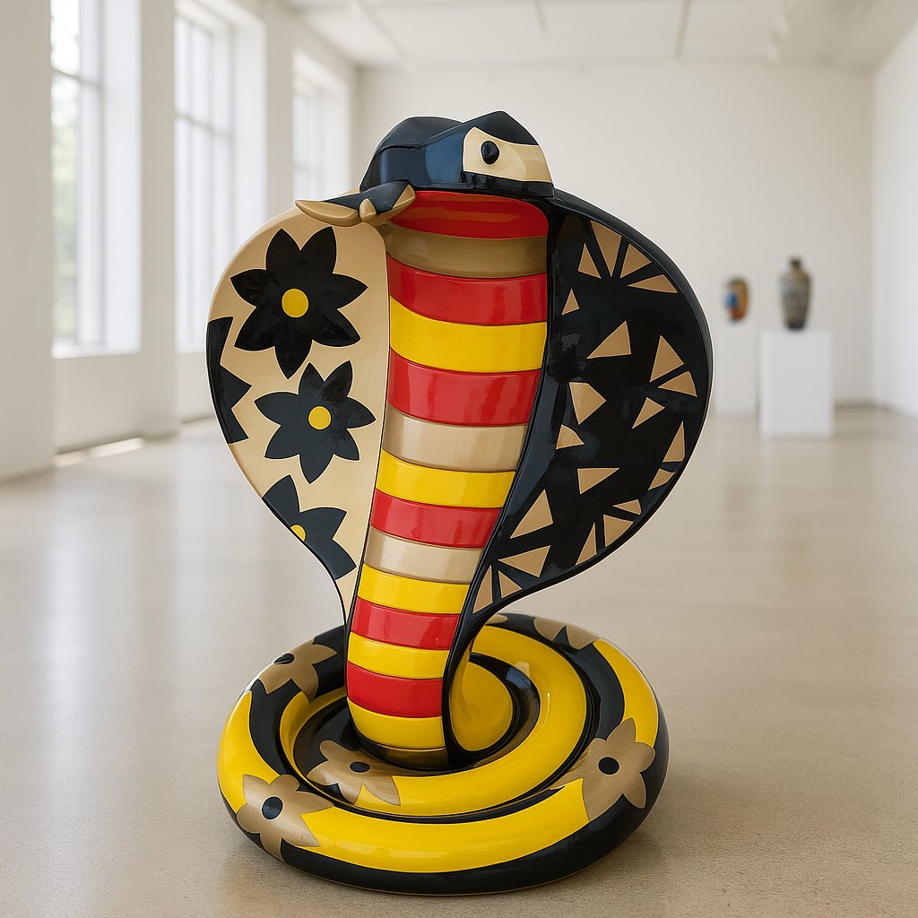 Snake Figures in gallery setting with resin material