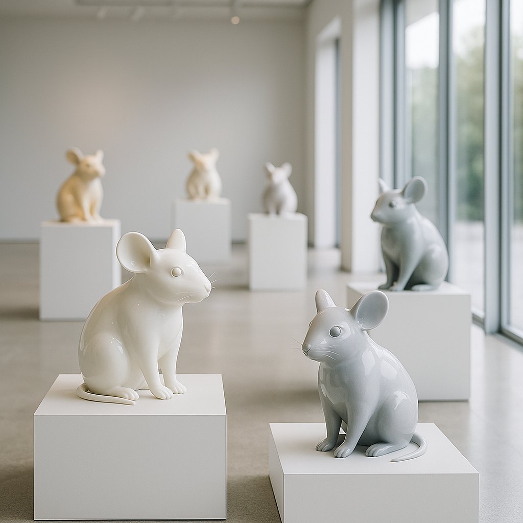 Mouse Figures on display with resin composition