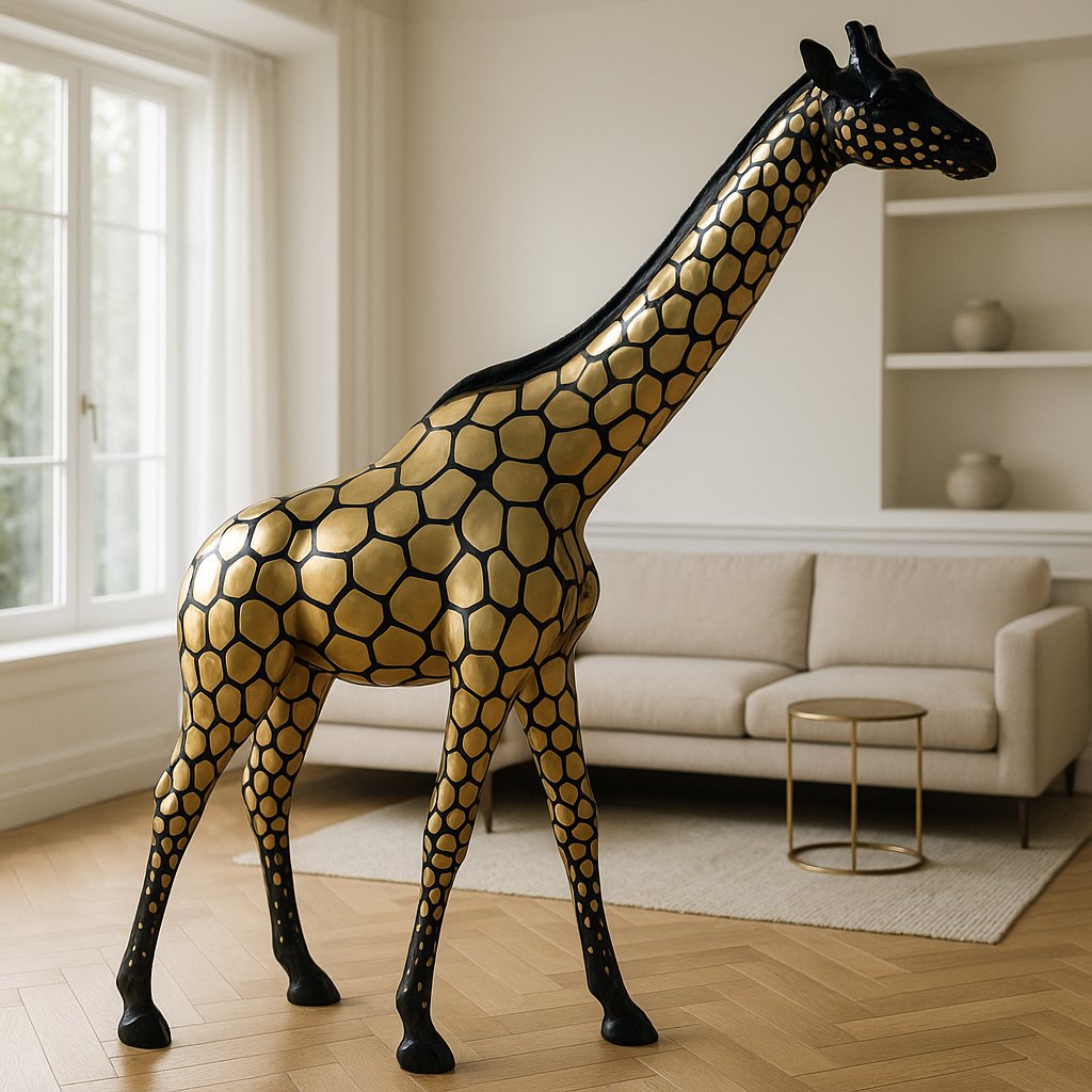 Esculturas de Jirafas en resina en el salón