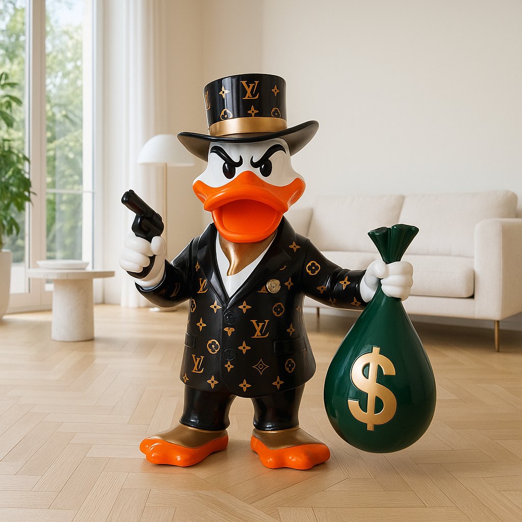 Esculturas de Patos decorando el salón luminoso