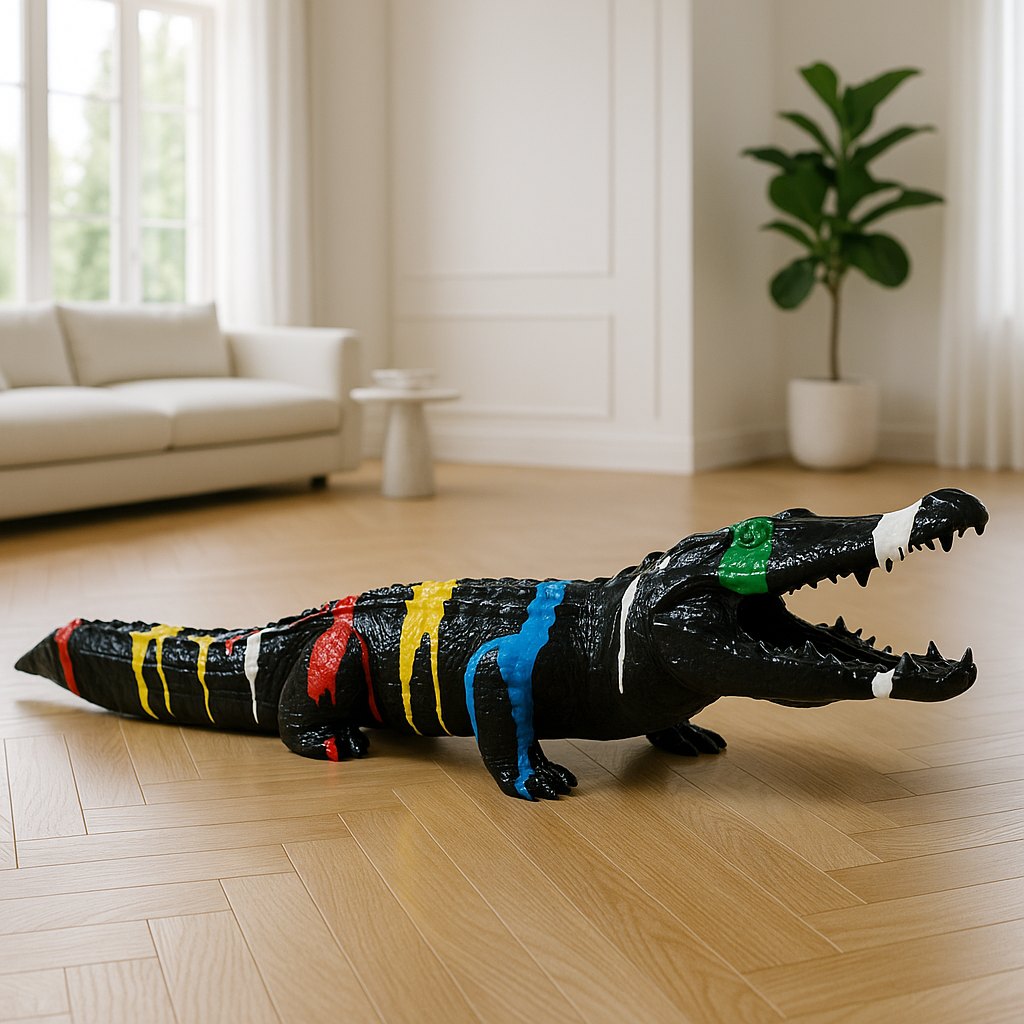 Esculturas de Cocodrilos en una elegante sala