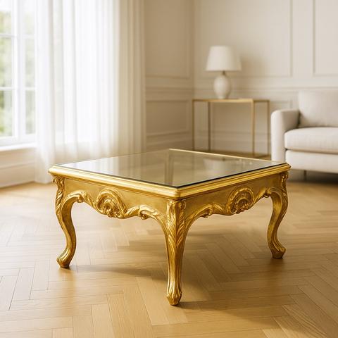 Barock Couchtische im hellen Wohnambiente vor heller Wand