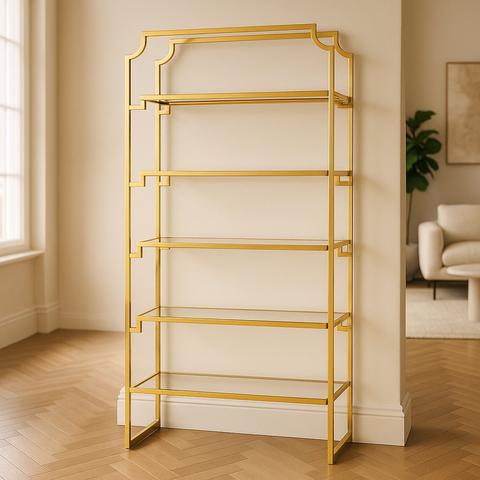 Luxury Shelf Cabinets in a bright living room with herringbone parquet