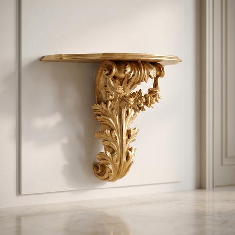 Barock Wandkonsole mit vergoldetem Akanthusblatt