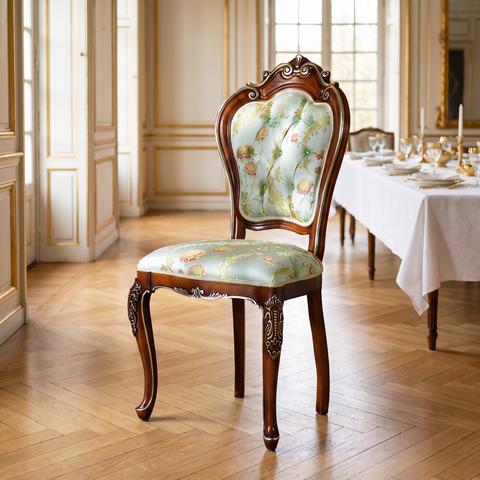Silla de comedor barroca con tapizado floral