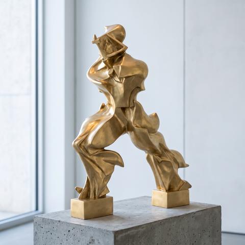 Large gold bronze sculpture, dancing figure in art deco style