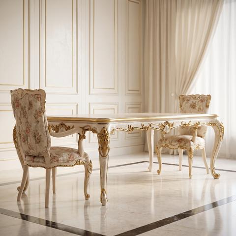 Pompöös Möbel, Esszimmer Set in Weiß und Gold
