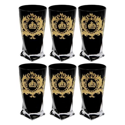 Pompöös Gläser in Schwarz mit goldener Krone