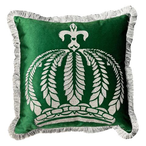 Pompöös Kissen mit Kronenmotiv in Gold