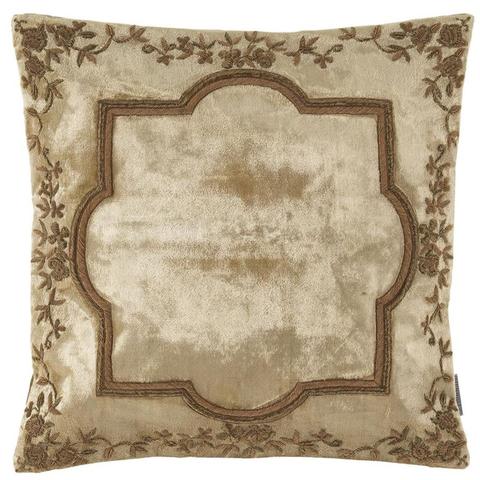 Luxury beige velvet cushion with embroidery