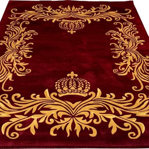 Red rug with golden baroque ornament
