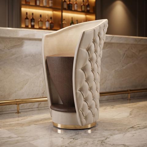 Sgabello da bar color crema capitonné con base dorata