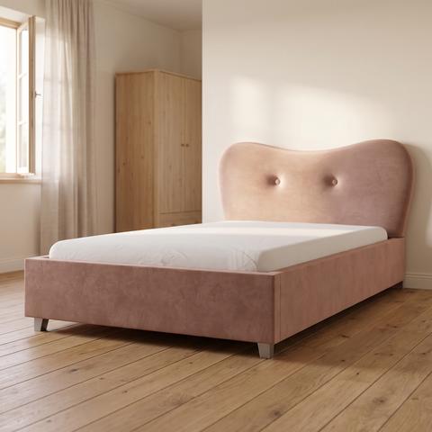 Cama infantil art déco de lujo en terciopelo rosa palo