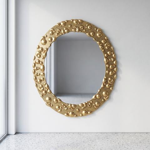 Round luxury wall mirror with gilded bubble frame