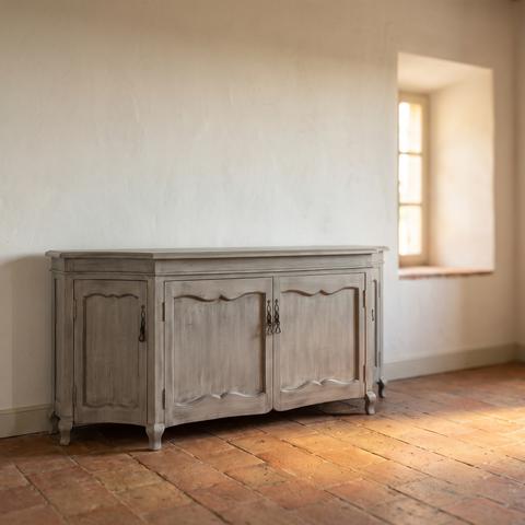Landhausstil Sideboard in Graugrün mit geschwungener Front
