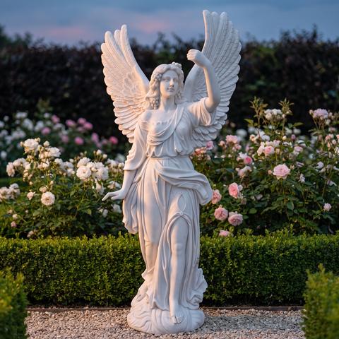Marmor Skulptur eines Engels mit ausgebreiteten Flügeln