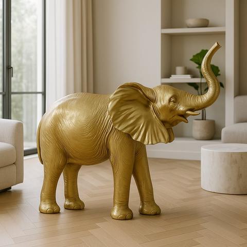 Sculptures d'Éléphants en fibre de verre dans un intérieur luxueux