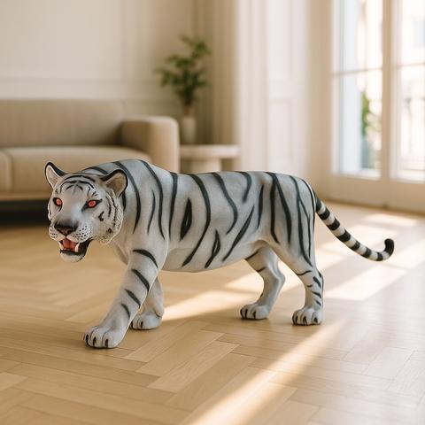 Sculptures de Tigres en résine dans un cadre moderne