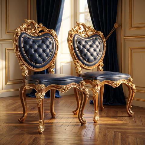 Baroque and Art Nouveau Chair Sets in a bright interior against a light wall