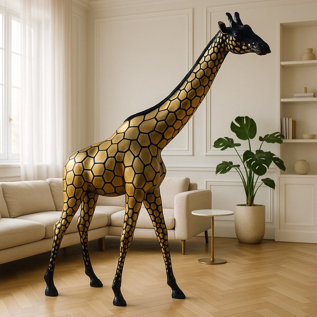 Esculturas decorativas de jirafas de resina y fibra de vidrio