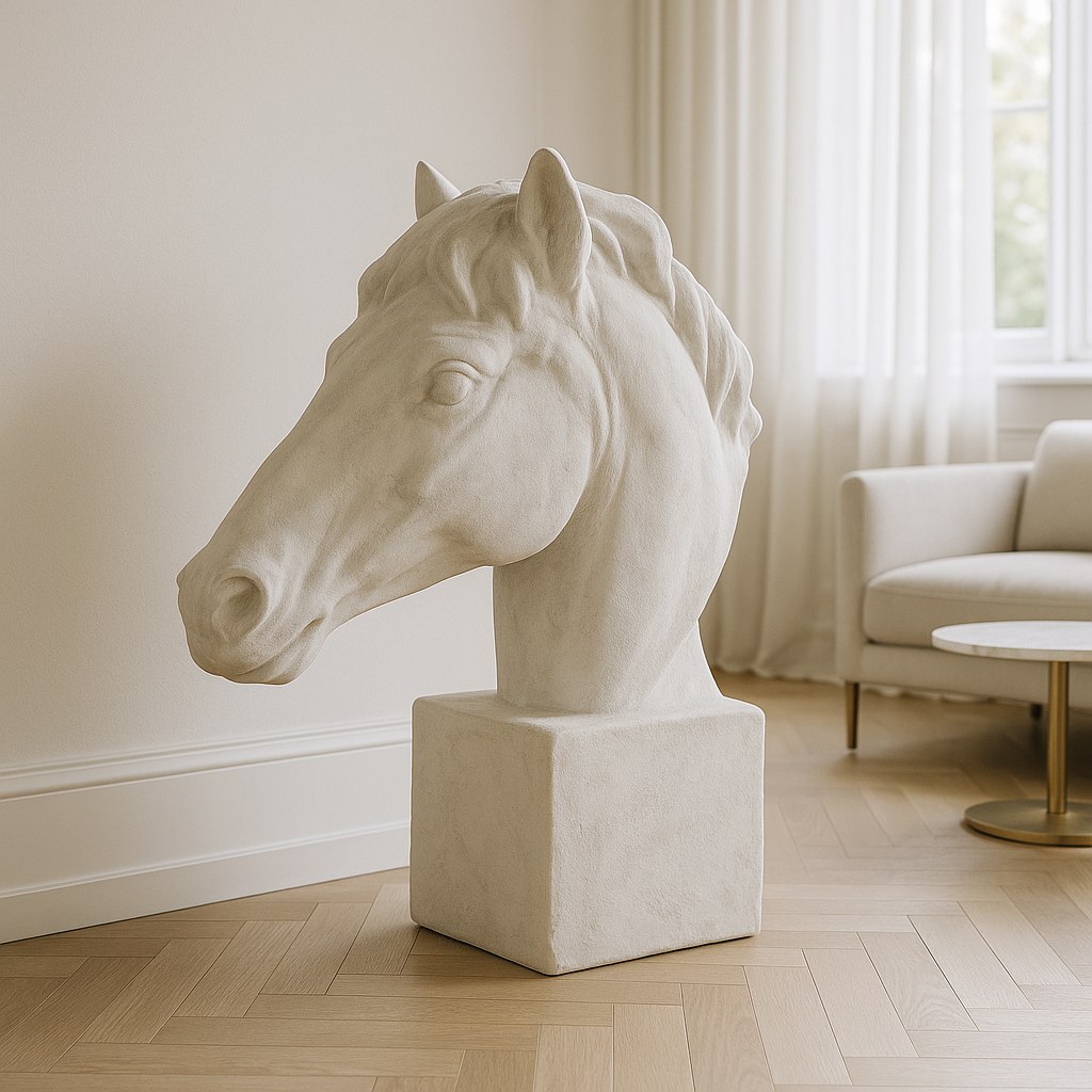 Sculture di cavalli in resina sintetica e fibra di vetro