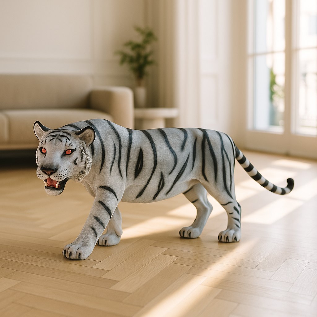 Luxurious Tiger Sculpture in Garden Setting