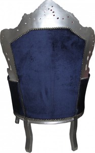 Casa Padrino Barock Sessel King Royalblau / Silber - Luxus Barock Möbel im Antik Stil - 120 x 85 x 85 cm