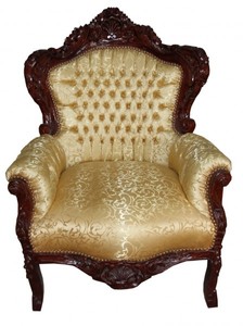 Casa Padrino Sillón Barroco King Patrón Oro / Marrón 85 x 85 x H. 120 cm - Muebles de Lujo Estilo Antiguo Casa Padrino Sillón Barroco King Patrón Oro / Marrón 85 x 85 x H. 120 cm - Muebles de Lujo Estilo Antiguo