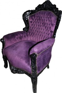 Casa Padrino Sillón Barroco King Morado / Negro 85 x 85 x H. 120 cm - Estilo Antiguo Casa Padrino Sillón Barroco King Morado / Negro 85 x 85 x H. 120 cm - Estilo Antiguo