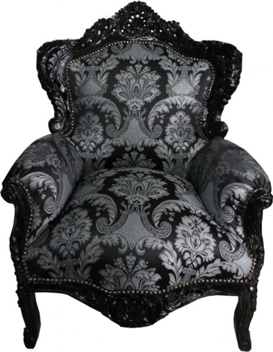 Baroque Chair King Black Pattern 85 x 85 x H. 120 cm - Limited Edition Baroque Chair King Black Pattern 85 x 85 x H. 120 cm - Limited Edition