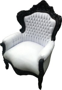 Casa Padrino Sillón Barroco King estilo antiguo, blanco / negro, 85 x 85 x H. 120 cm Casa Padrino Sillón Barroco King estilo antiguo, blanco / negro, 85 x 85 x H. 120 cm