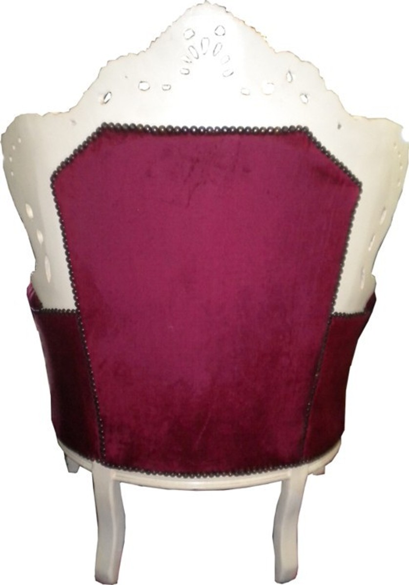 Casa Padrino Baroque Armchair King Bordeaux / Cream 85 x 85 x H. 120 cm Casa Padrino Baroque Armchair King Bordeaux / Cream 85 x 85 x H. 120 cm