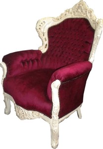 Casa Padrino Sillón Barroco King Estilo Antiguo, Burdeos y Crema, 85 x 85 x H. 120 cm Casa Padrino Sillón Barroco King Estilo Antiguo, Burdeos y Crema, 85 x 85 x H. 120 cm