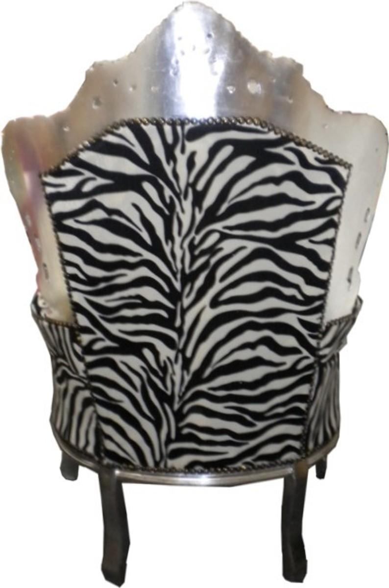 Casa Padrino Barock Sessel Thron Throne Chair Armchair Zebra Silber Silver Schwarz Weiß Furniture Interior Möbel Casa Padrino Barock Sessel Thron Throne Chair Armchair Zebra Silber Silver Schwarz Weiß Furniture Interior Möbel