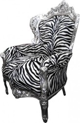 Casa Padrino Barock Sessel Thron Throne Chair Armchair Zebra Silber Silver Schwarz Weiß Furniture Interior Möbel Casa Padrino Barock Sessel Thron Throne Chair Armchair Zebra Silber Silver Schwarz Weiß Furniture Interior Möbel