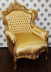 Casa Padrino Sillón Barroco King Estilo Antiguo, Patrón Oro y Oro, 85 x 85 x Al. 120 cm Casa Padrino Sillón Barroco King Estilo Antiguo, Patrón Oro y Oro, 85 x 85 x Al. 120 cm