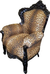 Casa Padrino Sillón Barroco King Leopardo / Negro - Edición Limitada - 120 x 85 x 85 cm Casa Padrino Sillón Barroco King Leopardo / Negro - Edición Limitada - 120 x 85 x 85 cm